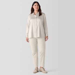 Eileen Fisher Organic Cotton Stretch Velveteen Pant in Almond Size LP